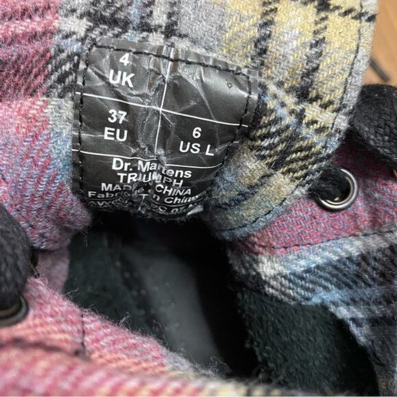 Dr. Martens Triumph Tall Lace Up Fold Over Boot Pink Plaid Women Size 6 - Picture 10 of 10